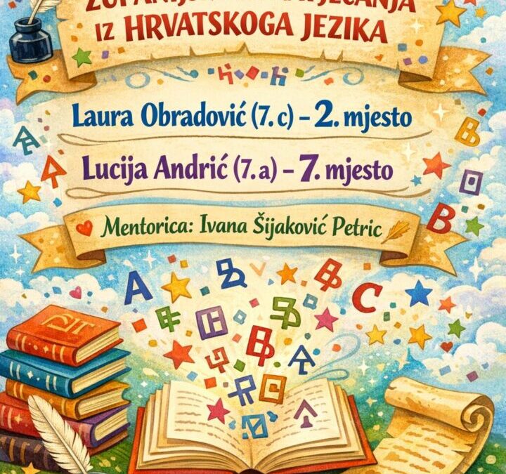Rezultati Županijskoga natjecanja iz hrvatskoga jezika